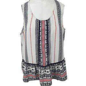Eden Society Boho Ruffle Blouse Size L Tank Sleeveless Crochet Lace Floral Vine